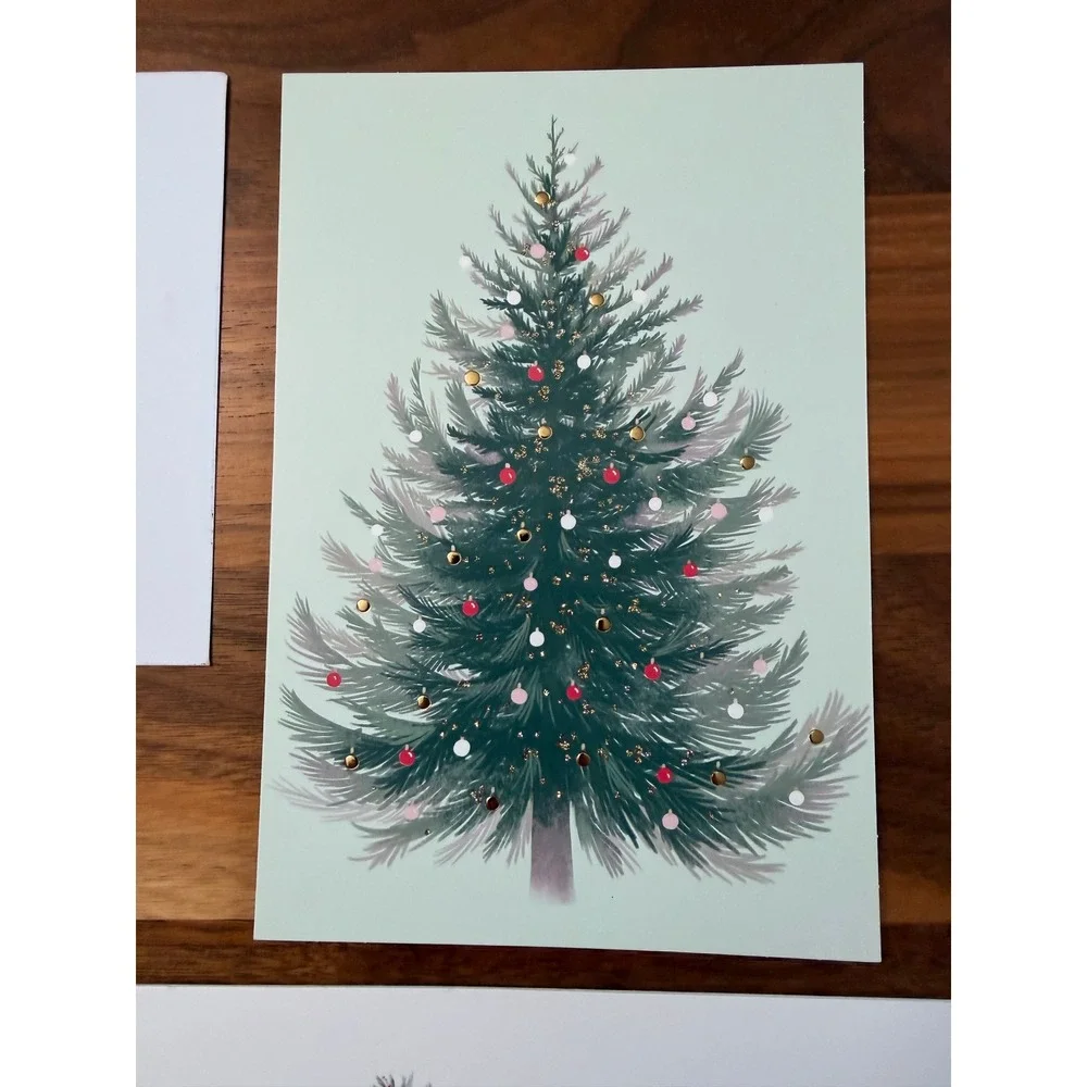 Hallmark Christmas Greeting Cards Set 13ct Mixed Green Gold Glitter Good